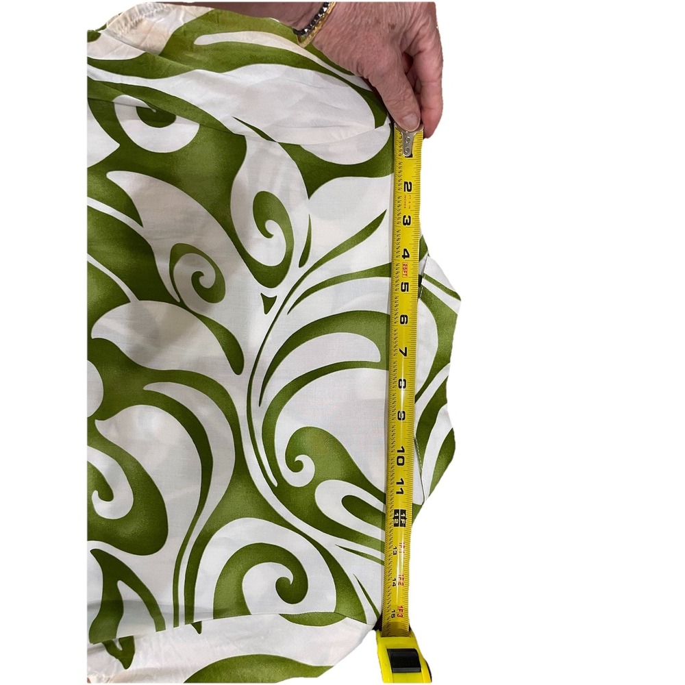 Vintage Hawaiian Reserve Women's M Short Sleeve Tropical Shirt Green White - Picture 3 of 6